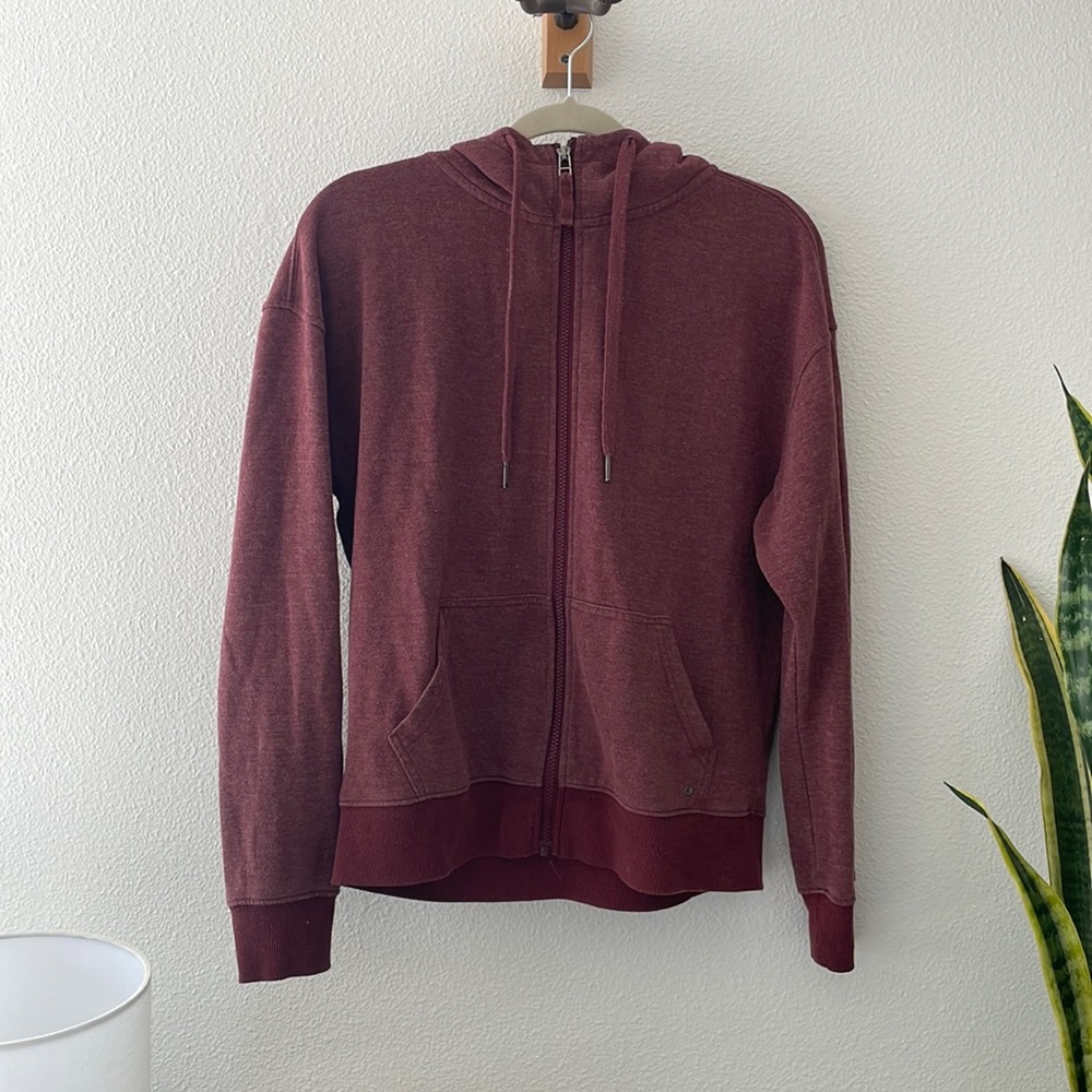 Prana Women’s Burgundy Hemp Zip Up Hoodie Medium